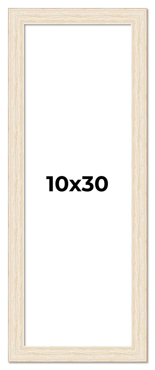 10x30 Wide Barnwood Picture Frame with UV-Resistant Acrylic & Acid Free Backing, Available in 6 Paint Finishes - Grey, Brown, White, and Black